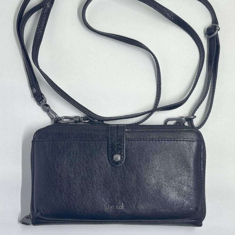 The Sak Black Leather Cell Phone Wallet - Cross Body/Wristlet